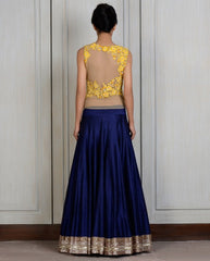 Yellow blue corset lehenga