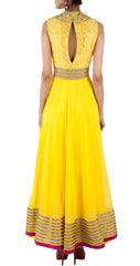Yellow color long anarkali salwar kameez
