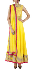 Yellow color long anarkali salwar kameez