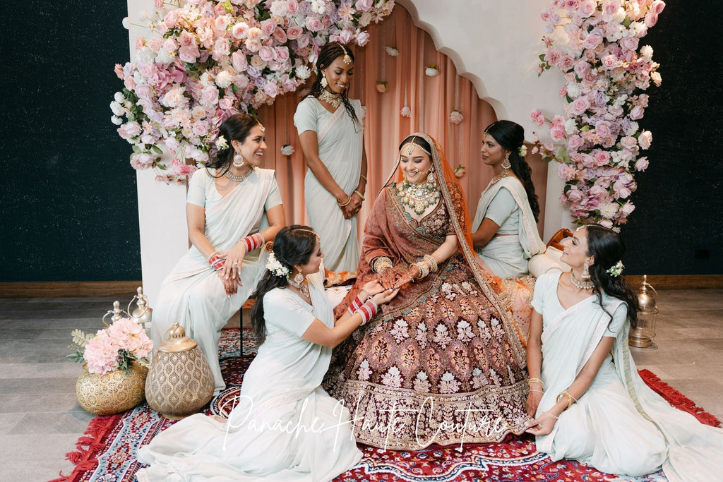 bridesmaid indian wedding dresses Green Sari Bridesmaid Dresses