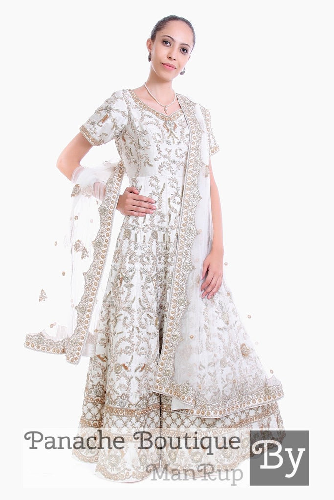 Shop Bitiya By Bhama Girls White Embroidered Anarkali Kurta With Trouser &  With Dupatta Online – Bhamadesigns