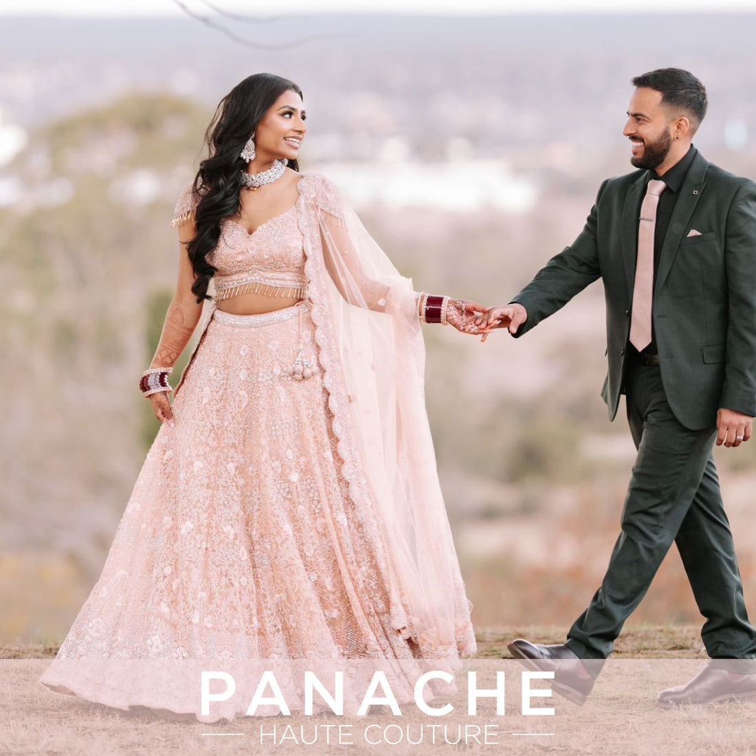 Dusty Rose Color Wedding Lehenga DAANA hand-embroidery detail