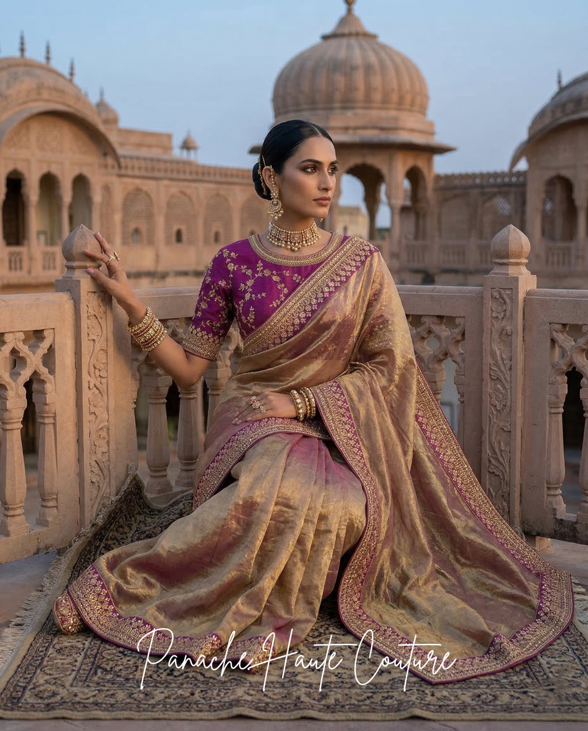 Amara – Purple Banarasi Silk Tissue Saree