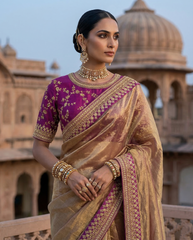Amara – Purple Banarasi Silk Tissue Saree