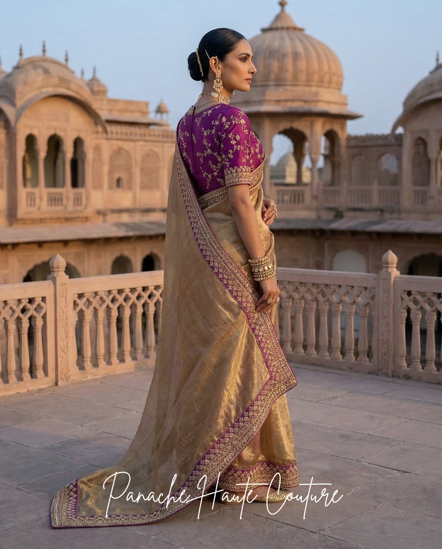 Amara – Purple Banarasi Silk Tissue Saree by Panache Haute Couture