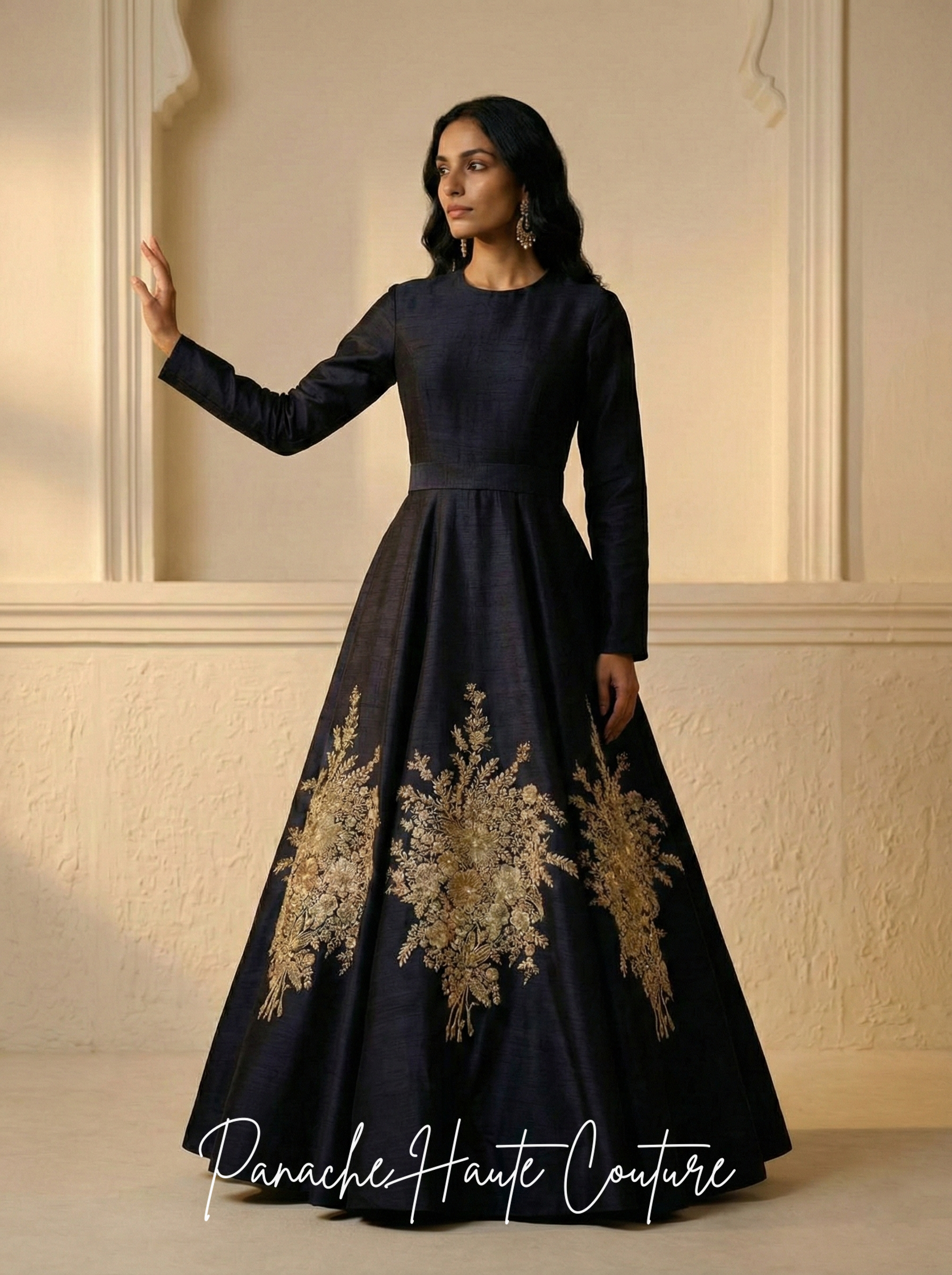 Black Colour Floor Length Gown