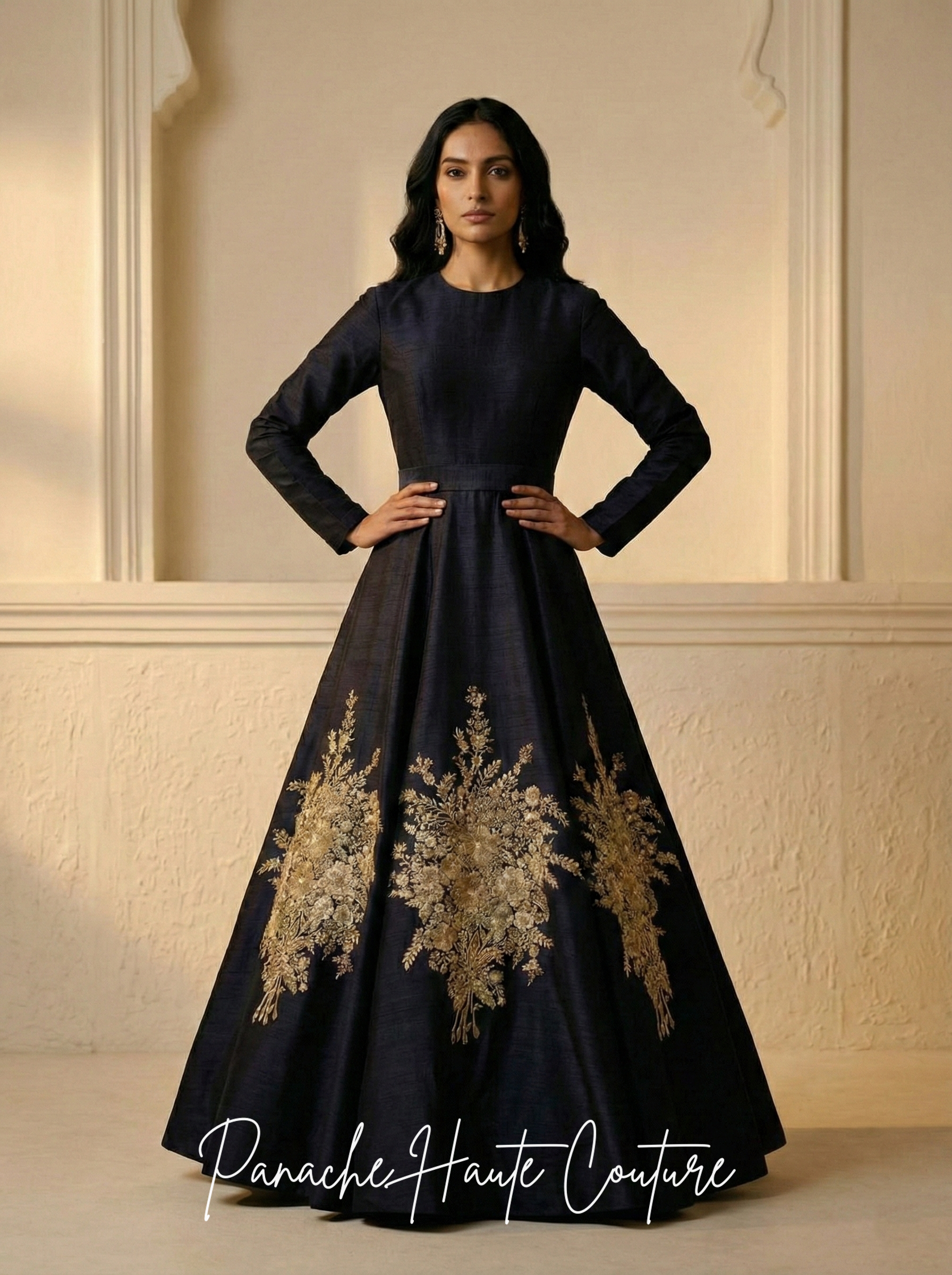 Black Colour Floor Length Gown