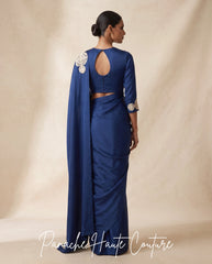Sapphire Royale Satin Silk Saree | Panache Haute Couture