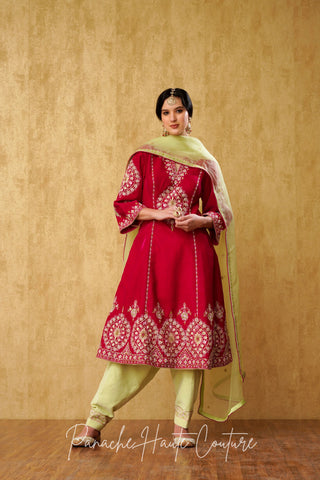 Bold and Beautiful Hot Pink and Pistachio Green Punjabi Suit