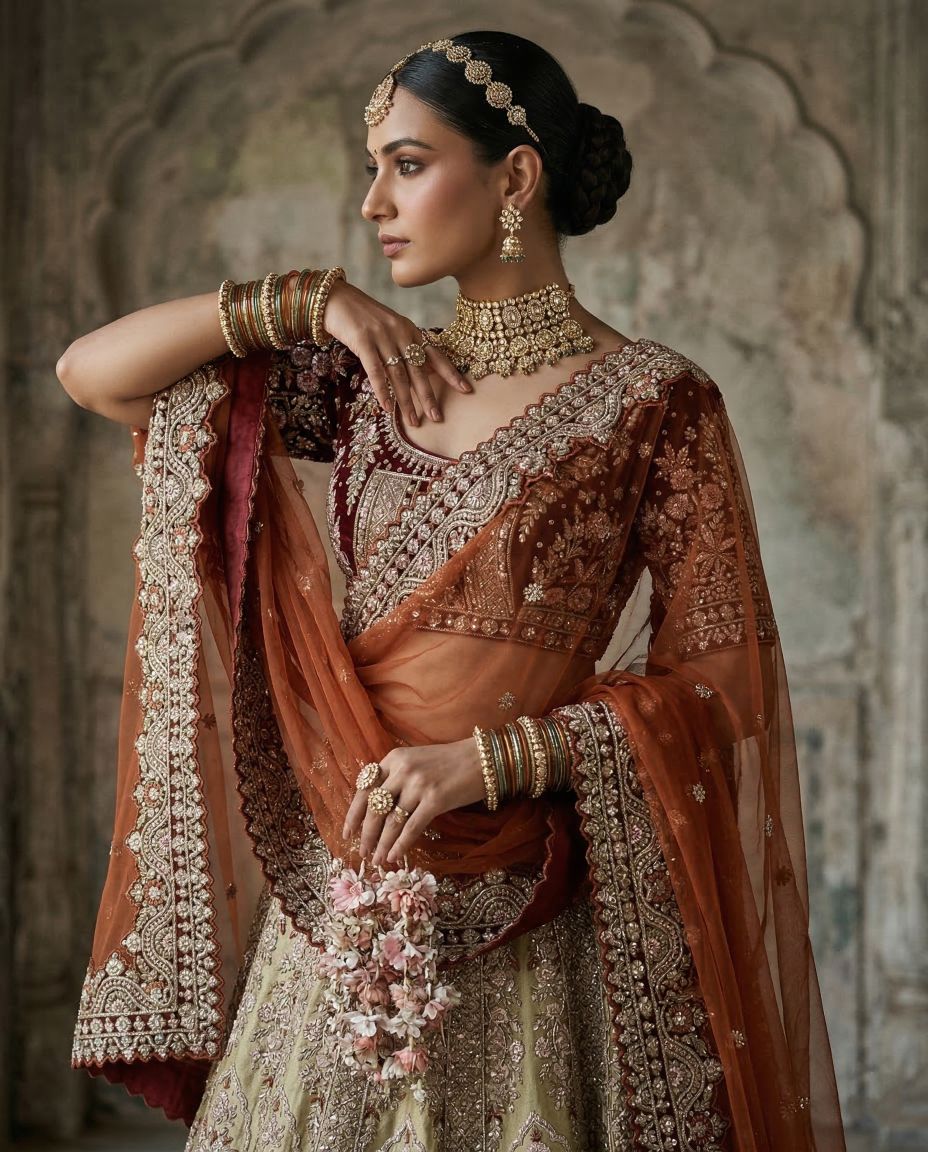 Dilras – Light Green Bridal Lehenga | Couture Bridal Wear hand-embroidery detail