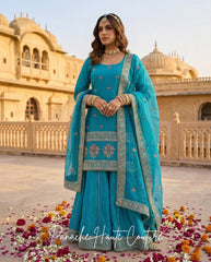 Evara Wedding Sharara Set in Blue, Panache Haute Couture Sydney
