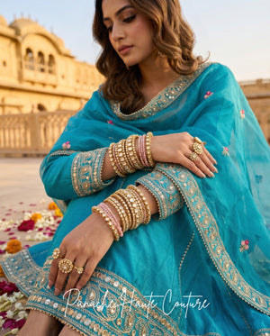 Evara Wedding Sharara Set in Blue, Panache Haute Couture Sydney