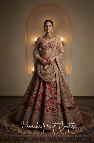 Floral Embroidered Wedding Lehenga