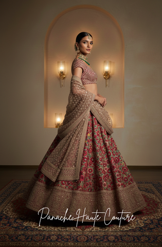 Floral Embroidered Wedding Lehenga