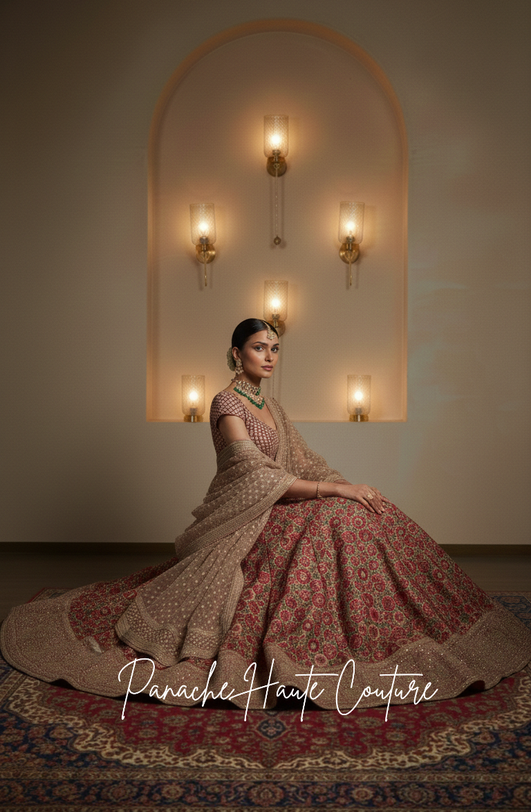 Floral Embroidered Wedding Lehenga