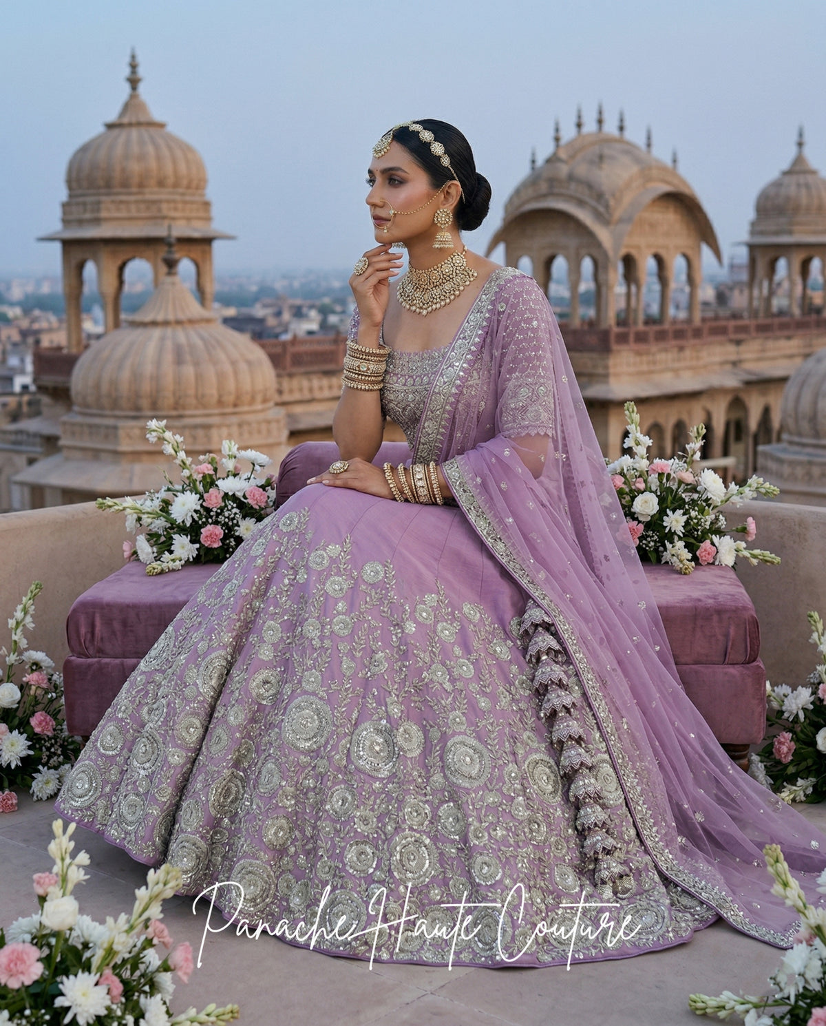 Heer Lavender Dupion Silk Bridal Lehenga Set Panache Haute Couture