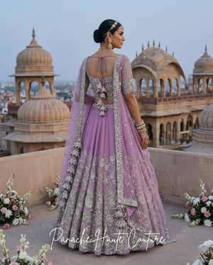 Heer Lavender Dupion Silk Bridal Lehenga Set Panache Haute Couture