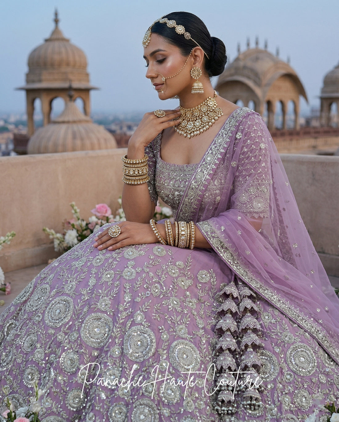 Heer Lavender Dupion Silk Bridal Lehenga Set Panache Haute Couture