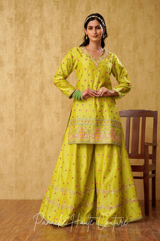 Lime Green Color Wedding Sharara Set Falak