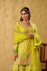 Lime Green Color Wedding Sharara Set Falak