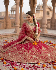 Magenta Pink Zardozi Lehenga with Net Dupatta | Wedding Wear