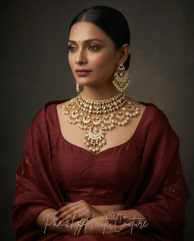 The Maharani Paachi Kundan Bridal Necklace Set by Panache Haute Couture