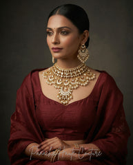 The Maharani Paachi Kundan Bridal Necklace Set by Panache Haute Couture