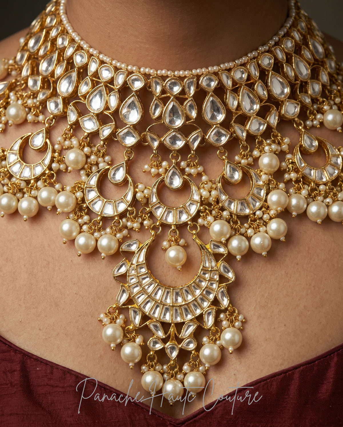 The Maharani Paachi Kundan Bridal Necklace Set by Panache Haute Couture