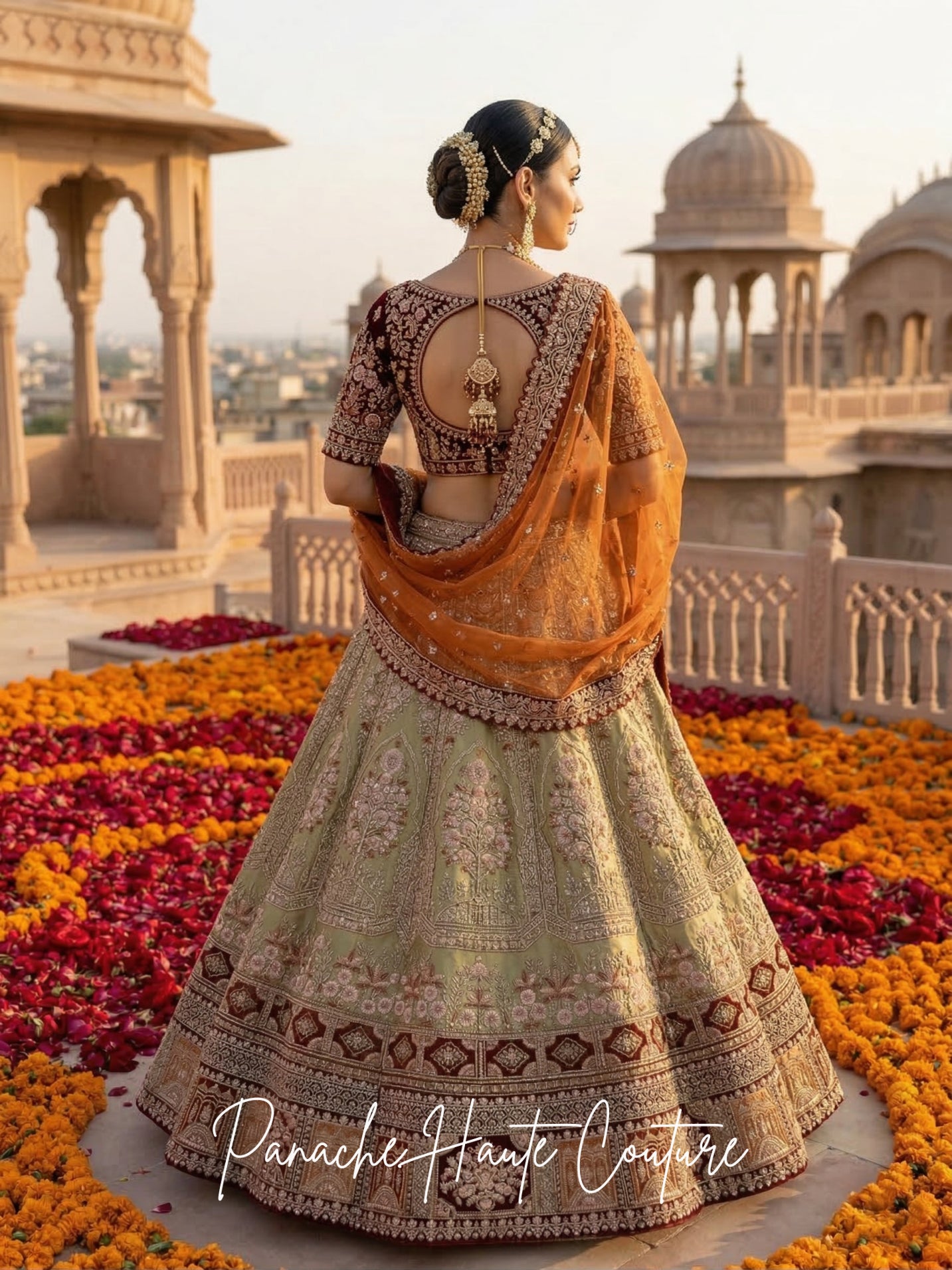 Dilras Light Green Bridal Lehenga-Panache Haute Couture