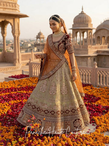 Dilras Light Green Bridal Lehenga-Panache Haute Couture