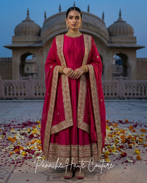 Noor - Dark Hot Pink Wedding Anarkali&nbsp; from Jahan Collection at Panache Haute Couture
