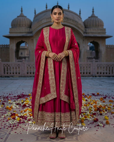 Noor - Dark Hot Pink Wedding Anarkali&nbsp; from Jahan Collection at Panache Haute Couture