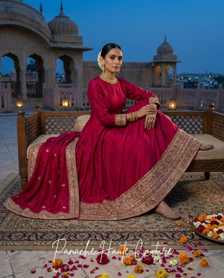 Noor - Dark Hot Pink Wedding Anarkali&nbsp; from Jahan Collection at Panache Haute Couture
