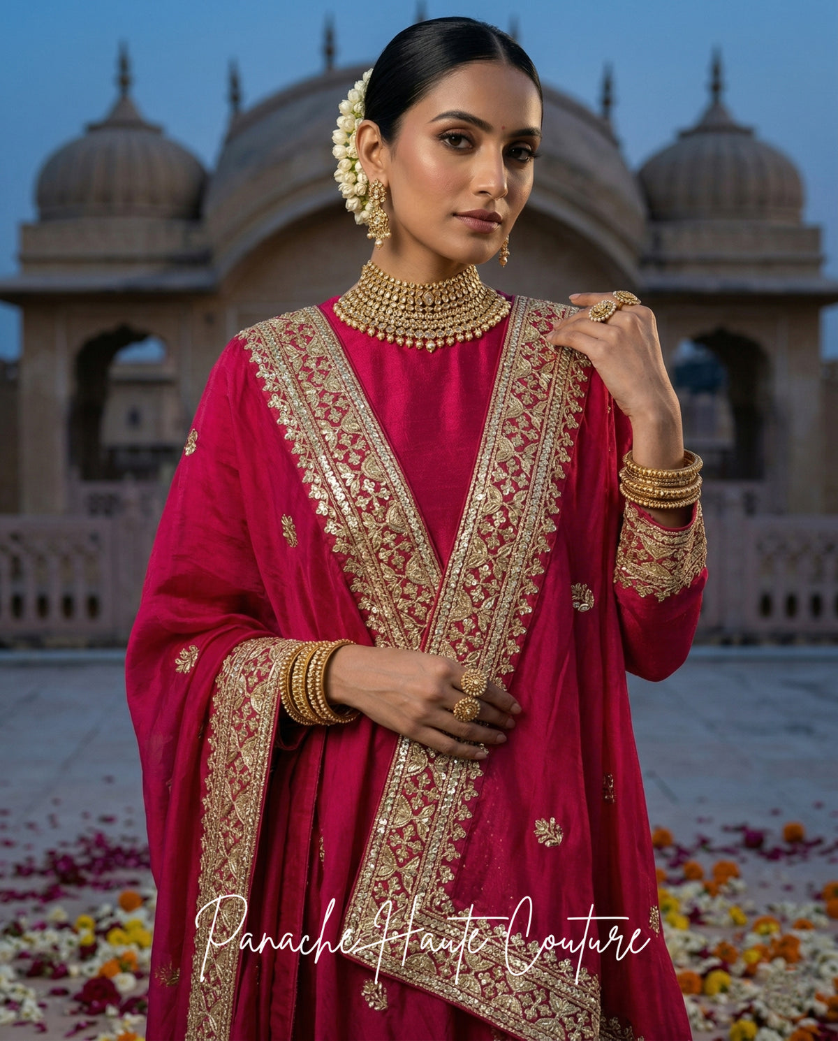 Noor Wedding Anarkali in Dark Hot Pink from Jahan Collection