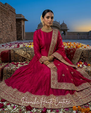 Noor Wedding Anarkali in Dark Hot Pink from Jahan Collection