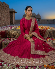 Noor Wedding Anarkali in Dark Hot Pink from Jahan Collection