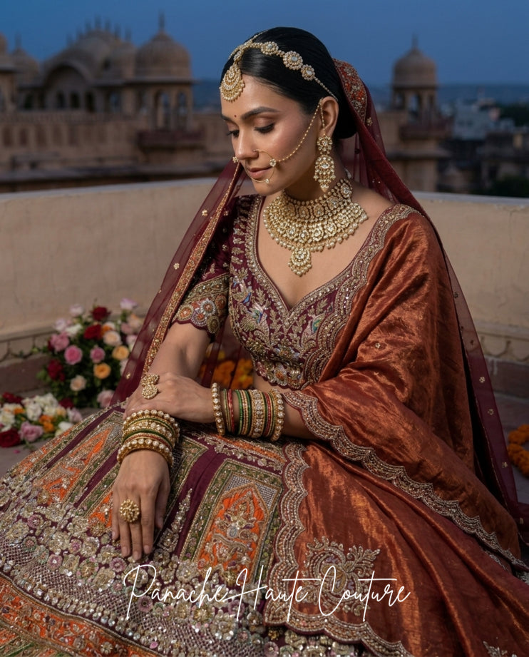 Mumtaz Dupion Silk Bridal Lehenga – Royal Couture Ensemble