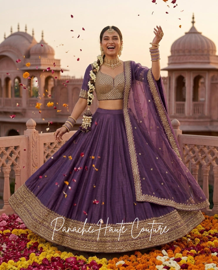 Parinita Dark Lavender Sangeet Lehenga