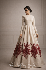 Pastel Raw Silk Floor-Length Gown