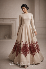 Pastel Raw Silk Floor-Length Gown