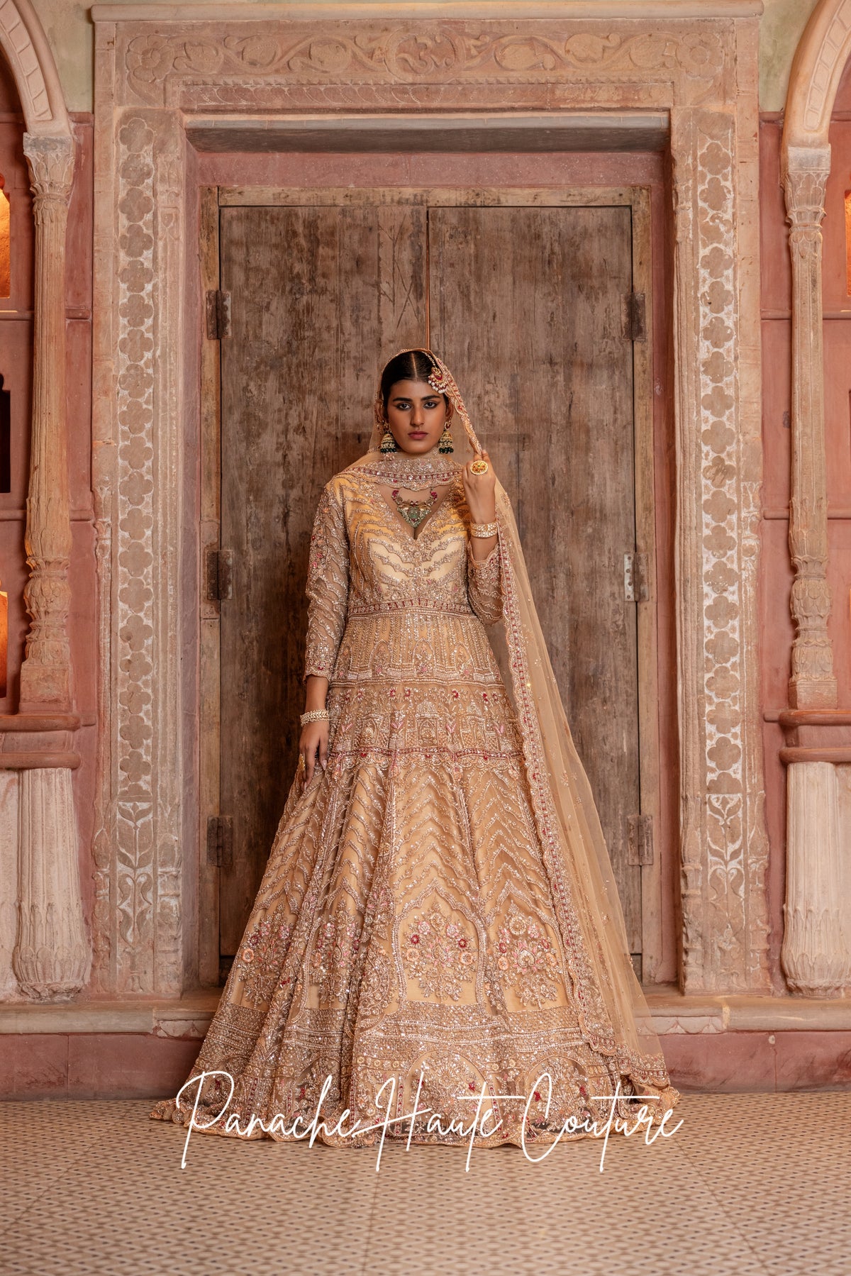 Pastel Zardozi Anarkali with Tulle Lehenga Skirt