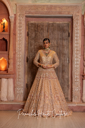 Pastel Zardozi Anarkali with Tulle Lehenga Skirt