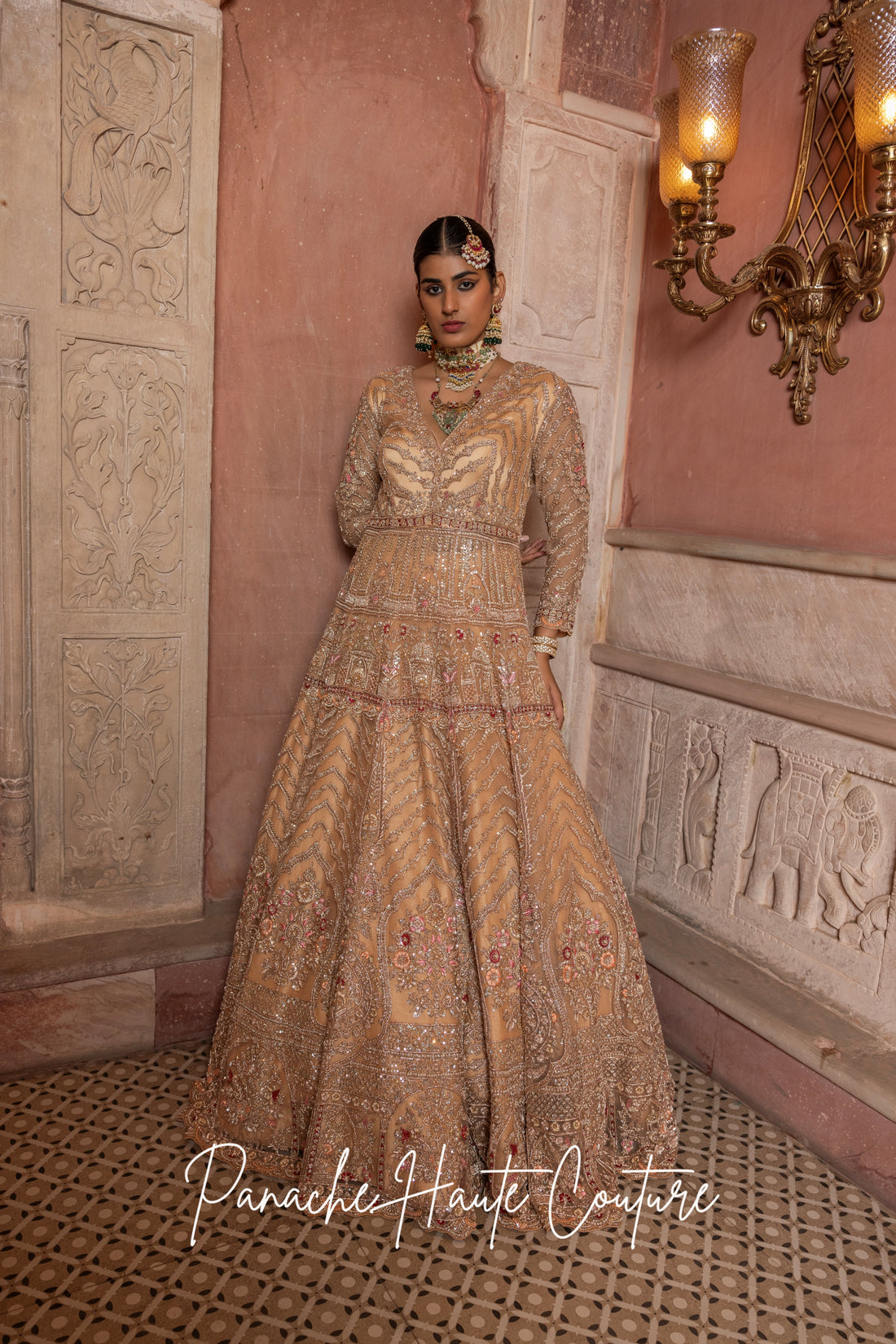 Pastel Zardozi Anarkali with Tulle Lehenga Skirt silhouette