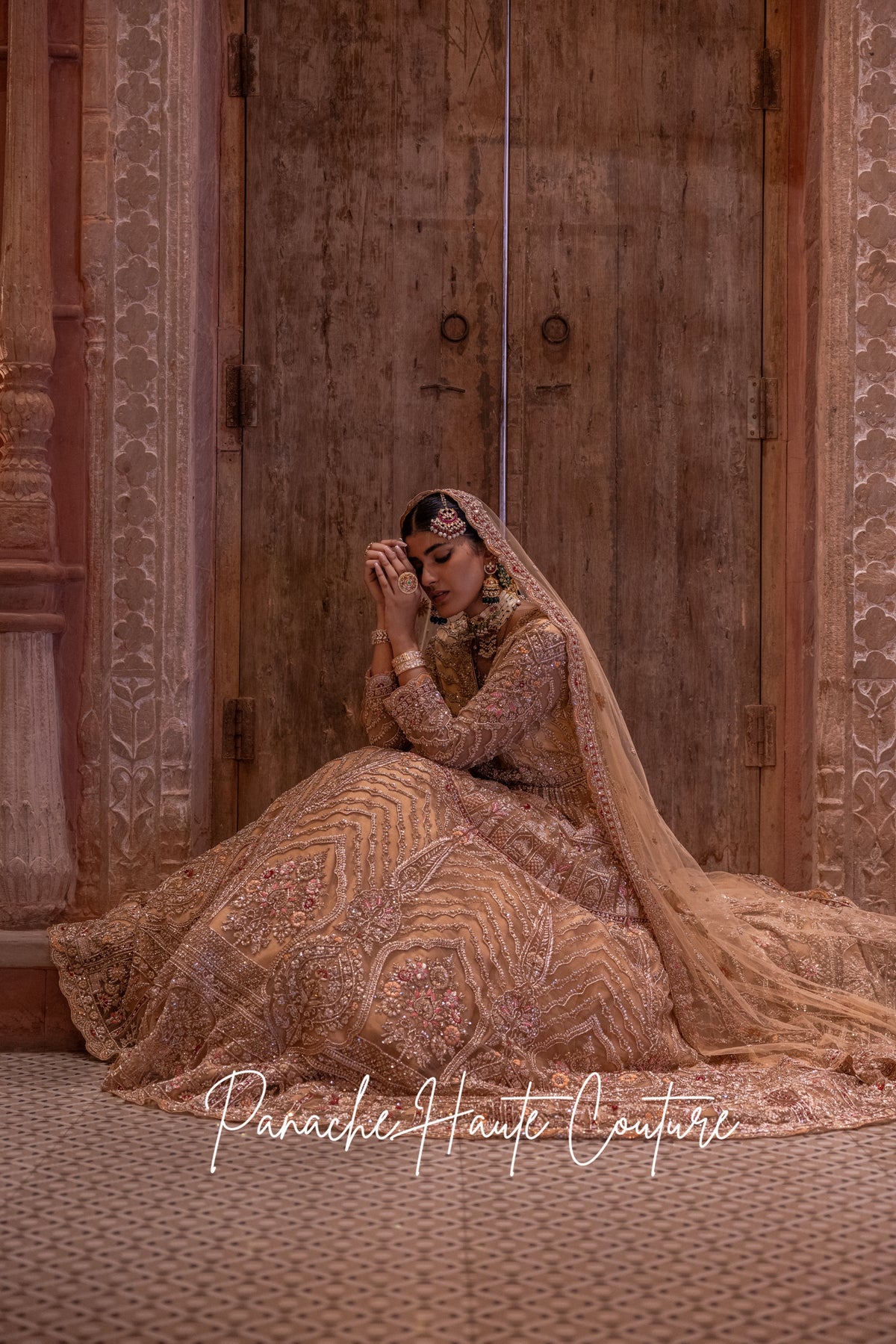 Pastel Zardozi Anarkali with Tulle Lehenga Skirt styled with jewellery
