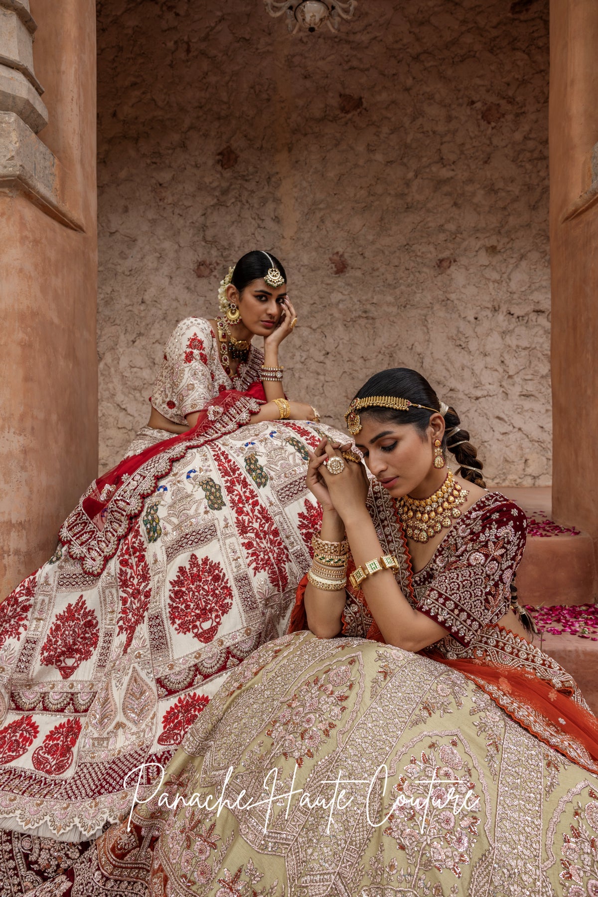 Maham Ivory Bridal Lehenga – Mughal Royalties Couture by Panache Haute Couture styled with jewellery