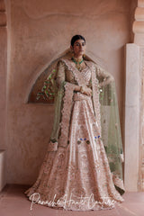 Pink Lehenga with Green Silk Organza Dupatta Sahiba