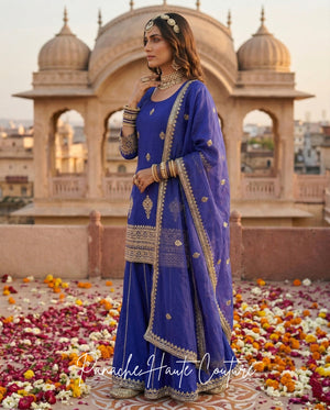 Riwayat Wedding Sharara Set in Indigo Blue, Panache Haute Couture Sydney