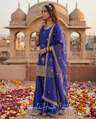 Riwayat Wedding Sharara Set in Indigo Blue, Panache Haute Couture Sydney