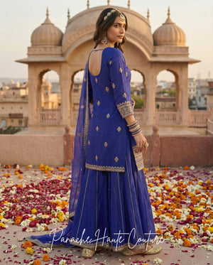Riwayat Wedding Sharara Set in Indigo Blue, Panache Haute Couture Sydney