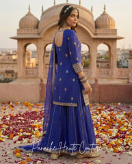 Riwayat Wedding Sharara Set in Indigo Blue, Panache Haute Couture Sydney